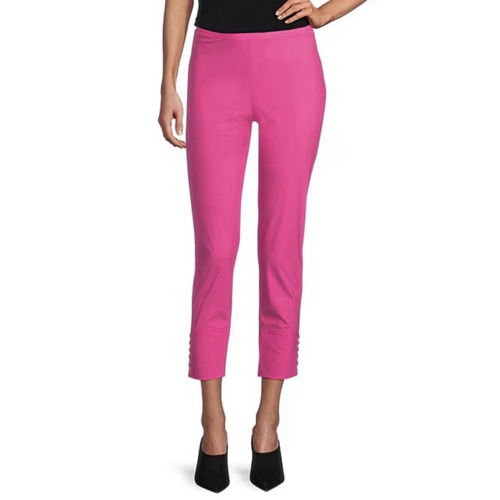 IC Collection Women's Fuchsia Pink Pull-On Stretch Knot Solid Ankle Pants XS NWT